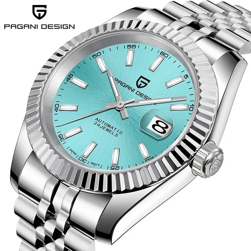 Pagani Design Datejust Japan Automatic Tiffani Blue Dia Men's Watch- PD-1645